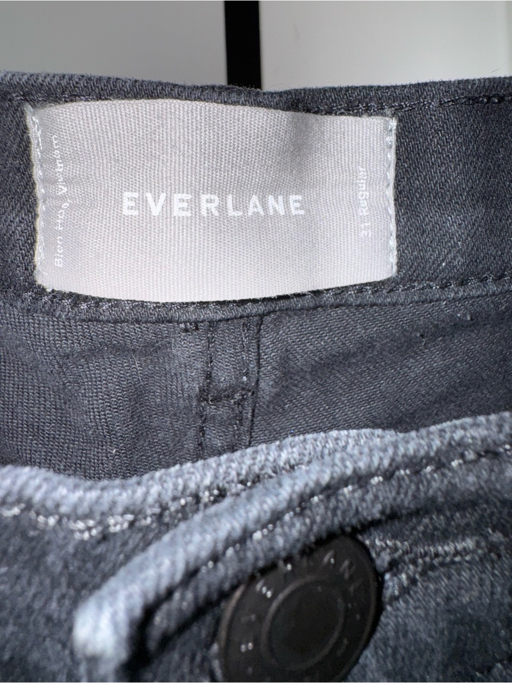 Everlane Black Denim Jeans with Branded Button